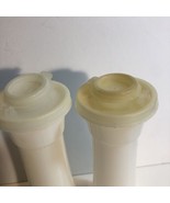 Vintage Tupperware  Hour Glass Salt &amp; Pepper Shakers With Lids - £14.66 GBP