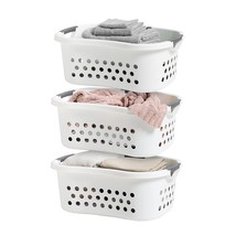 IRIS USA 3 Pack Comfort Carry Laundry Basket, White - £74.23 GBP