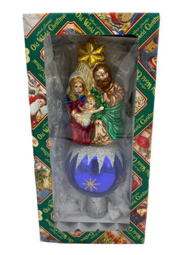 Old World Christmas Nativity Tree Top Glass Finial Holy Family 50010.  9.5" - $49.46