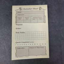 1989 HeroQuest Board Game HERO QUEST 80 CHARACTER SHEETS ONLY - £9.56 GBP