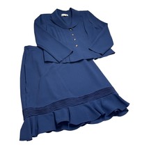 Danny &amp; Nicole Skirt Suit Womens 12 Blue Petite Blue Stretch Pleated 2-Piece Set - £30.47 GBP