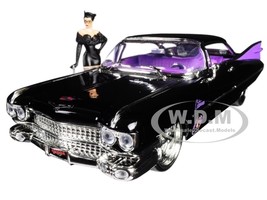 1959 Cadillac Coupe DeVille Black with Catwoman Diecast Figure &quot;DC Comic... - $1,142.18 MXN