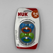Nuk Orthodontic Pacifier 0-6 Months BPA Free Blue Green 2 Pacifiers Latex NEW - £26.50 GBP