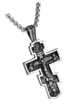 Men Jesus Christ Crucifix Cross Pendant Necklace with - £37.58 GBP