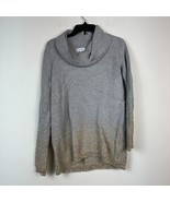 Calvin Klein Women S Gray Tan Stripes Cowl Neck Long Sleeve Sweater No Tag E53 - $34.29