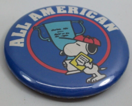 Snoopy All American 2.25&quot; Vintage Pinback Pin Button - £2.28 GBP