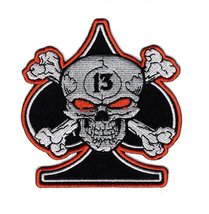 Spade Skull Bones 13 Embroidered Iron on Sew on Patch 5.0 inch - £7.18 GBP