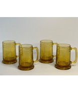 VTG Hazel Atlas Set of 4 Amber Glass Beer Steins Mugs Heavy Handled Man ... - £24.56 GBP