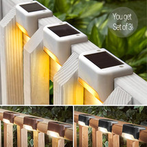 Set 3 Solar Lights Deck Railing Step Patio Porch Pathway Outdoor Safety Lighting - £14.05 GBP+