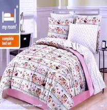 Love Owls Multicolor Full Comforter Sheets Sham Bedskirt 8PC Bedding New - £96.14 GBP