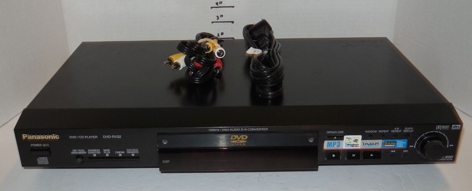Panasonic  CD DVD MP3 Player Model DVD-RV32 Black No Remote - $34.09