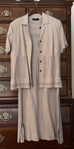 Melissa Harper Dress Set Jacket 10 linen sheath embroidered button short... - $29.67