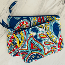 Vera Bradley Quilted Paisley Travel Makeup Pouches Bags, Set of 2, Blue/... - $42.08