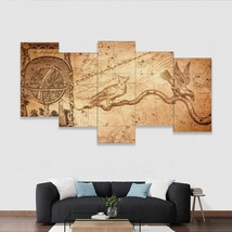Multi-Piece 1 Image Vintage Sepia Map Ready To Hang Wall Art Home Decor - £79.00 GBP