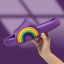 Slippers Women Rainbow Slides Summer Bathroom Leak Men Indoor Shoes Soft EVA Non - £20.95 GBP