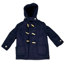 Vtg Navy 50s Blue Toggle Duffle Coat Hoodie Kids Jacket Sz 4T Rare RL Look - $39.20