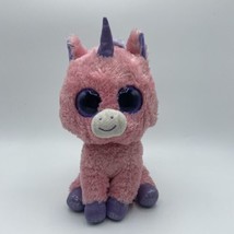 Ty Beanie Boos MAGIC Pink Unicorn 10&quot;Plush Purple Shiny Hooves Horn Glitter Eyes - £5.61 GBP