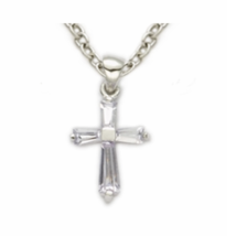 Sterling Silver June Alexandrite Birthstone Baby Cross Necklace &amp; Chain - £47.95 GBP