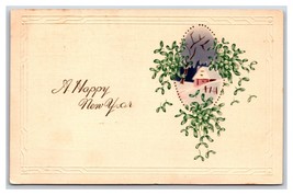 Happy New Year Minimal Winter Night Cabin Scene Embossed DB Postcard U17 - £2.43 GBP