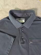 Express Stretch Moisture Wicking Short Sleeve Blue Polo Pocket Zip Shirt... - $9.50