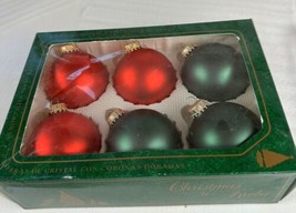 Ornament Christmas Balls by Krebs 3 Red 3 Green Box 8.5&quot; Circumference 1990 - £13.20 GBP