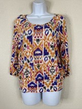 Chico&#39;s Womens Size 0 (S) Orange/Purple Abstract Knit Blouse 3/4 Sleeve - £5.62 GBP