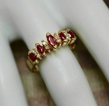 Bague de fiançailles rubis simulé taille marquise 3 carats plaqué or jaune... - £100.30 GBP