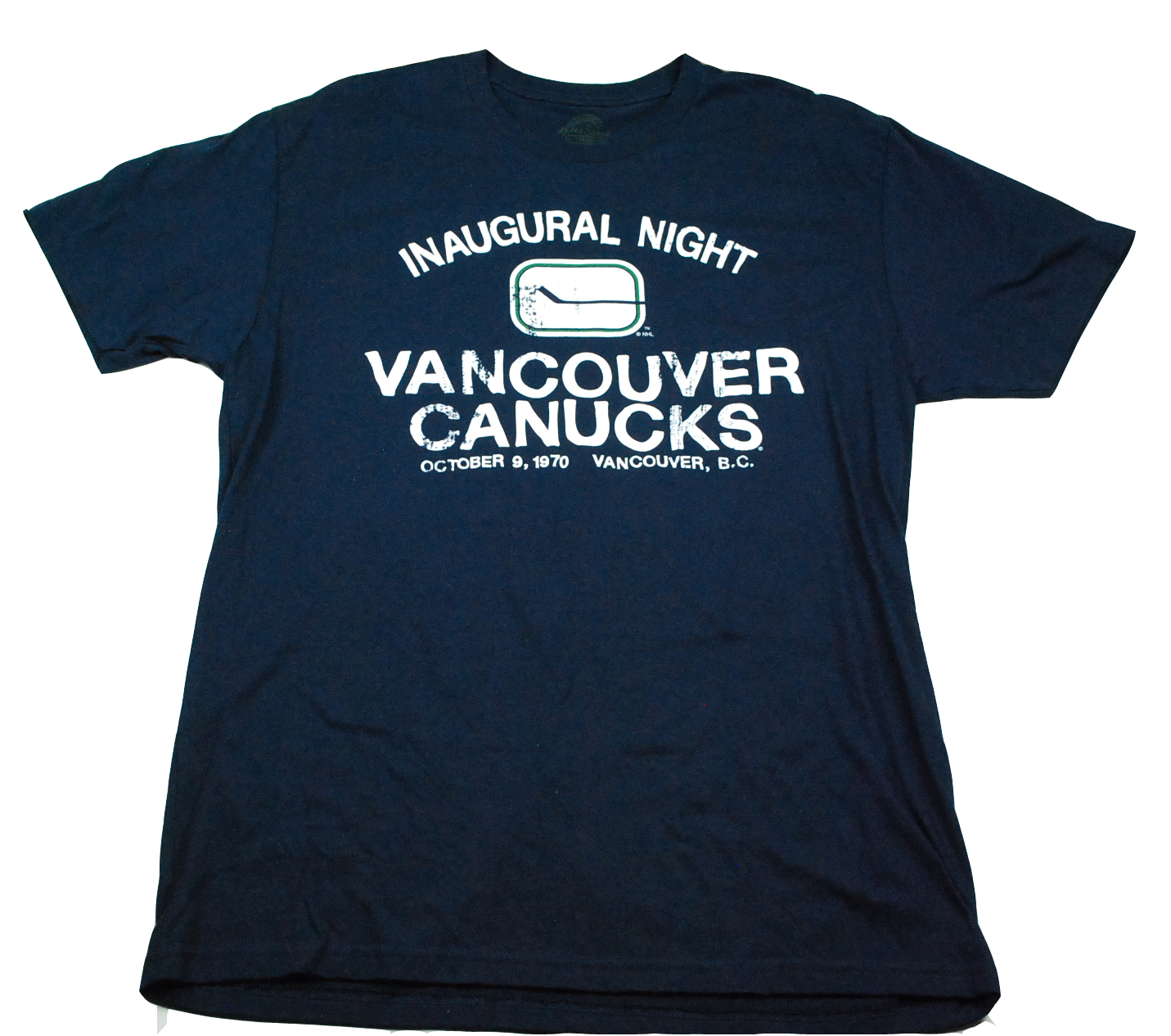 Primary image for  Vancouver Canucks Retro NHL Inaugural Night Team Logo Hockey T-Shirt 