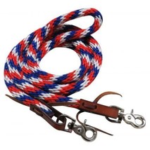 Western Saddle Horse Heavy Nylon Rope Barrel Racing Contest Reins Red Wh... - $18.80