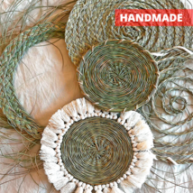 Woven Esparto Wall Plates SET OF 5 items - Handcrafted natural Boho Wall Decor  - £55.95 GBP