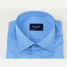 Men 100% Sateen Cotton Shirt Manschett Quesste Turkey Slim Fit 4010-05 Med Blue image 2