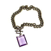 HEIDI DAUS Amethyst Pendant on Chunky Gold Chain New in Box - £73.99 GBP