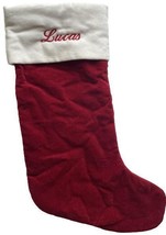 Pottery Barn Classic Cotton Red Velvet Stocking Medium Monogrammed LUCAS - £16.13 GBP