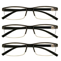 3 Packs Mens Rectangle Half Frame Reading Glasses Blue Light Blocking Readers  - £8.30 GBP