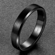 4/6/8mm Black Ceramic Ring Men Brushed Comfort Fit Couple Wedding Band Engagemen - £10.92 GBP