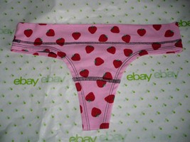 Rue 21 Women&#39;s Cotton Thong Panties X-LARGE Pink With Red Strawberries New - £7.87 GBP