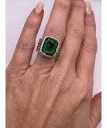 Created Green Tourmaline and CZ Silver Ring sz 6 - $25.00