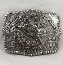 Vintage Belt Buckle NEW 1986 Hesston NFR National Finals Rodeo Western C... - $60.63