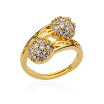 Zircon Double Ball Rings For Women Gold Plated Stainless Steel Ball Ring... - £22.02 GBP