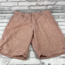 Mango Man Linen Blend Bermuda Walking Shorts Size 30 Pink Heather  - $22.25
