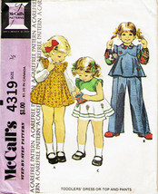 Vintage 1974 Toddler&#39;s DRESS, TOP &amp; PANTS McCall&#39;s Pattern 4319-m Size 1/2 UNCUT - £9.57 GBP