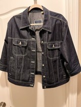 Liz Claiborne Womens Sz XL Dark Blue Denim Cotton 5 Button Jean Jacket - $28.05