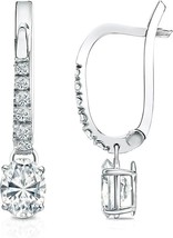 2.20 Ct Cut Oval CZ White Diamond Drop Dangle Earrings 14K White Gold Plated - £67.93 GBP