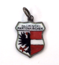 Garmisch-Partenkirchen Karo 800 Silver &amp; Enamel Coat of Arms Charm Vintage - £17.48 GBP