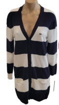 LACOSTE Blue and White Striped Button Down Sweater - Size Large - £63.94 GBP