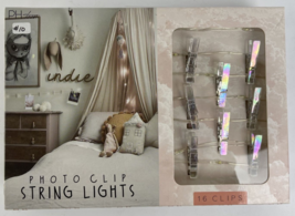 Battery Powered Photo Clip String Lights 13.5&#39;  36 x Clip Iridescent LED Lights - £12.65 GBP