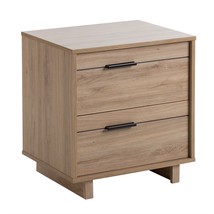 Modern 2-Drawer End Table Nightstand in Light Oak Wood Finish - £195.59 GBP