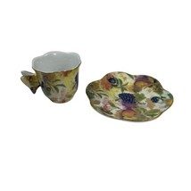 Formalities by Baum Bros Multi Color Fruit  Butterfly Handle Teacup &amp; Saucer - £14.70 GBP