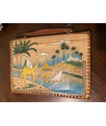 Vintage Egyptian Leather Hieroglyphics Handbag, Double Sided Bag, Change... - $22.18