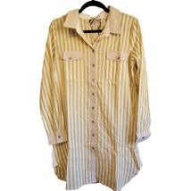 Mystree Womens Tunic Shirt Dress Stripes  Bow Detail Button Front Small Cotton - £22.94 GBP